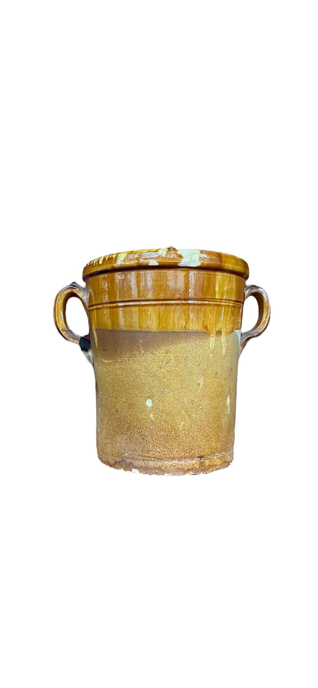 Glazed Confit Pot - Small 2 Handles - Yellow Ochre