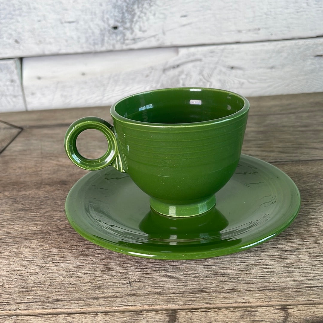 Forest Green Fiesta Ware Cup and Saucer