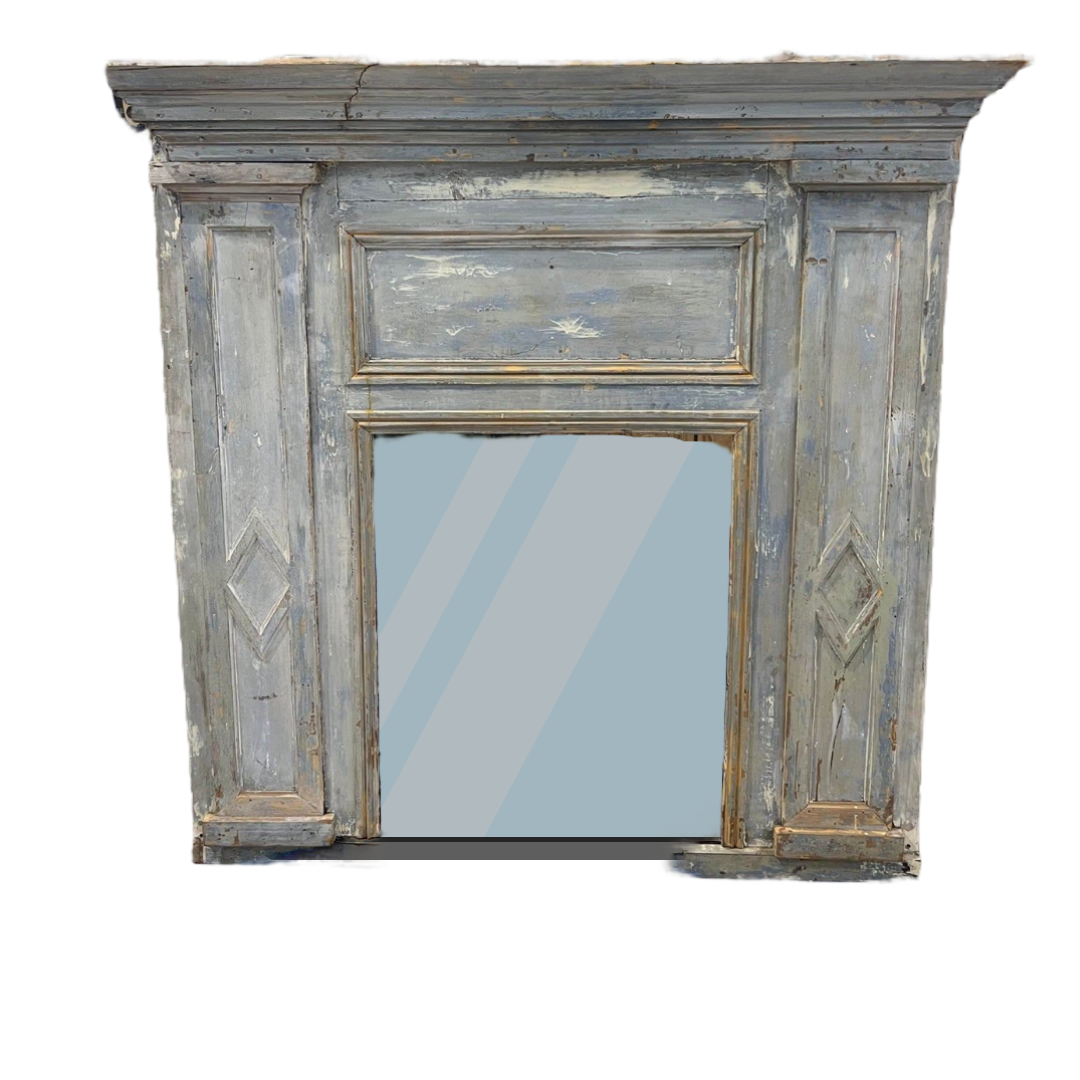 Wood Framed Mantel Mirror - 19th Century