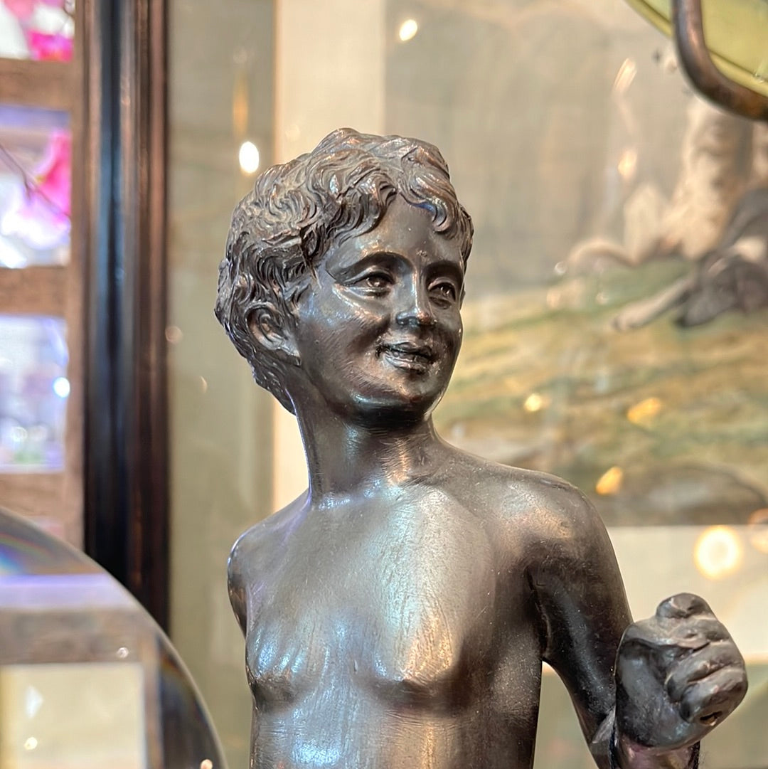 Paolo Uccello - Sculpture - Patinated Boy Fishing – Fickle International  Antiques