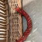Grape Sorting Basket with Red Writing and Red Handles
