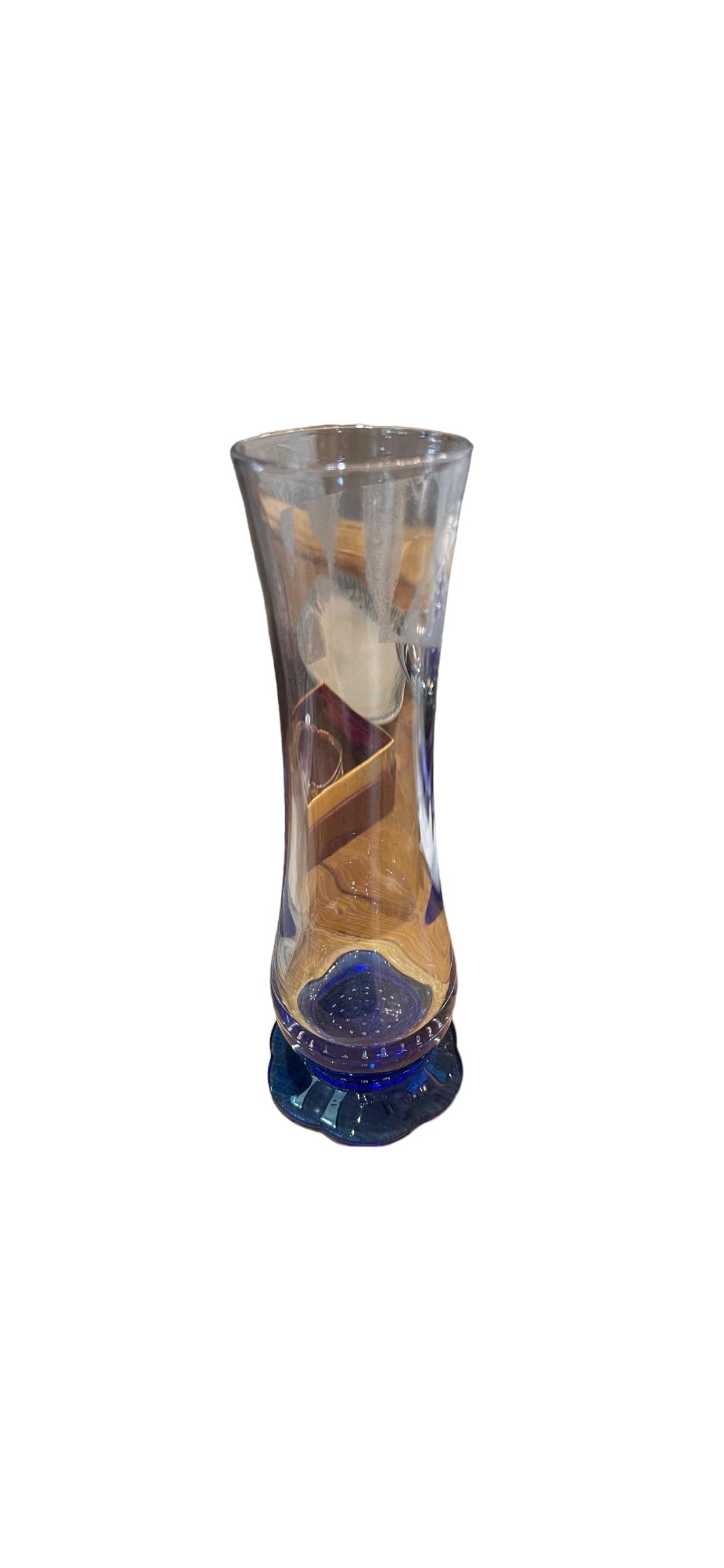 Blue and Clear Glass Vase