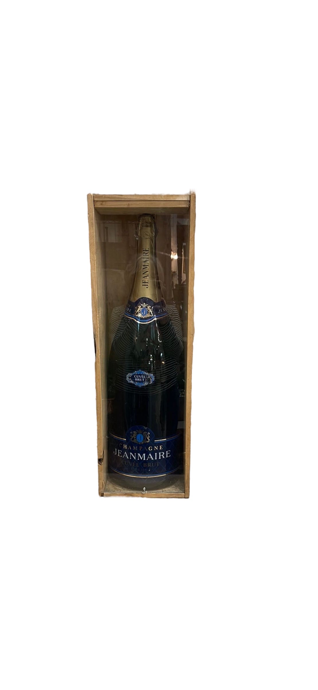 Large Jeanmaire Champagne Bottle in Wood Box with Clear Lid