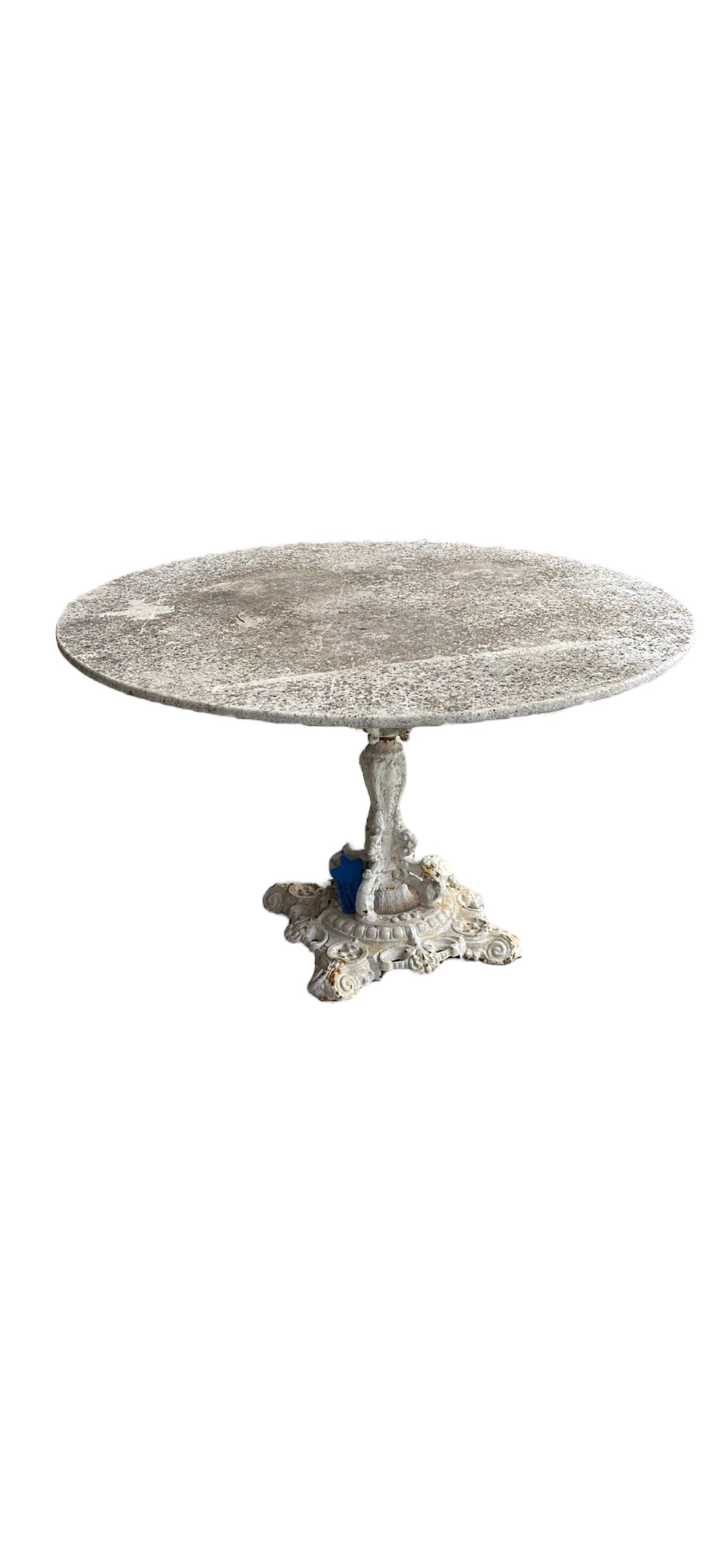 White Iron Base Concrete Top Table