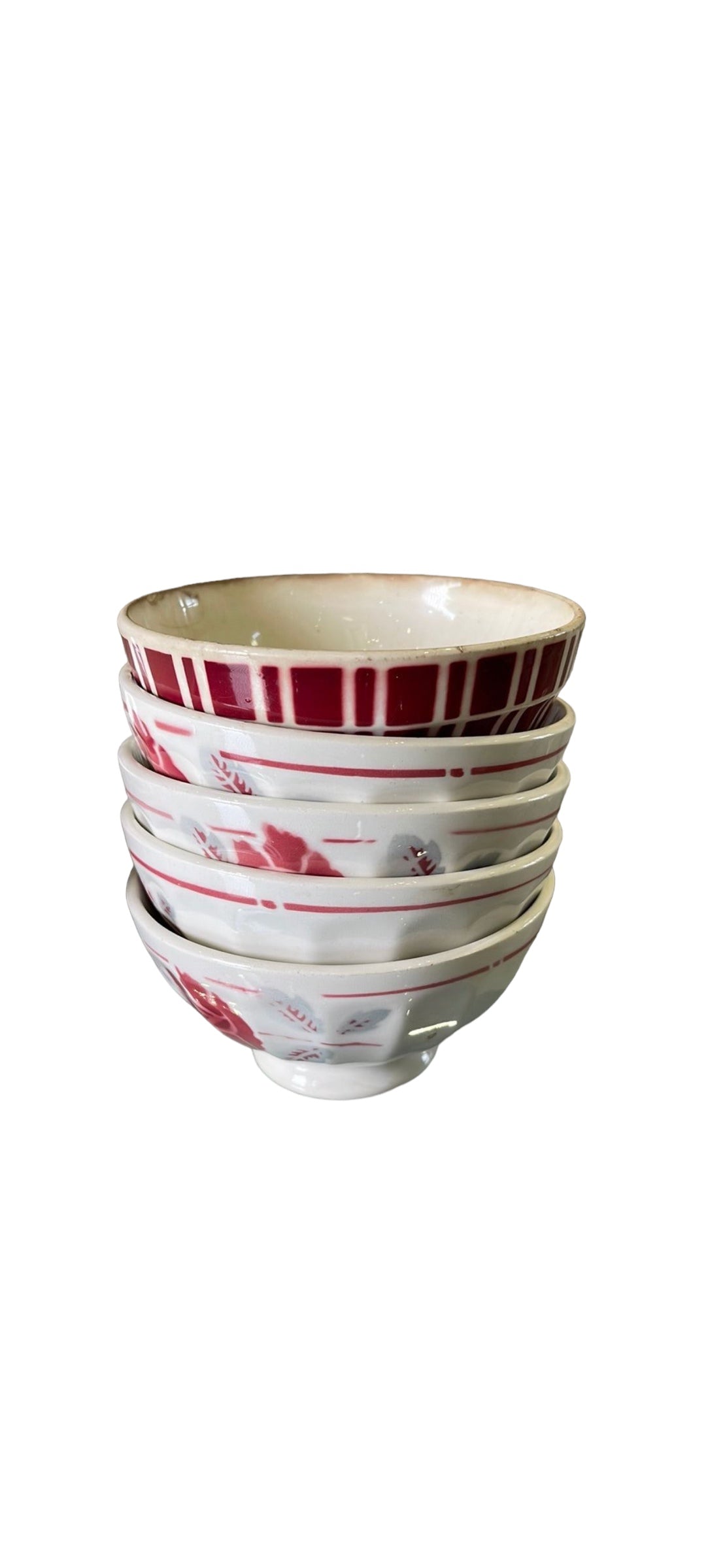 Red and White French Cafe au Lait Bowl