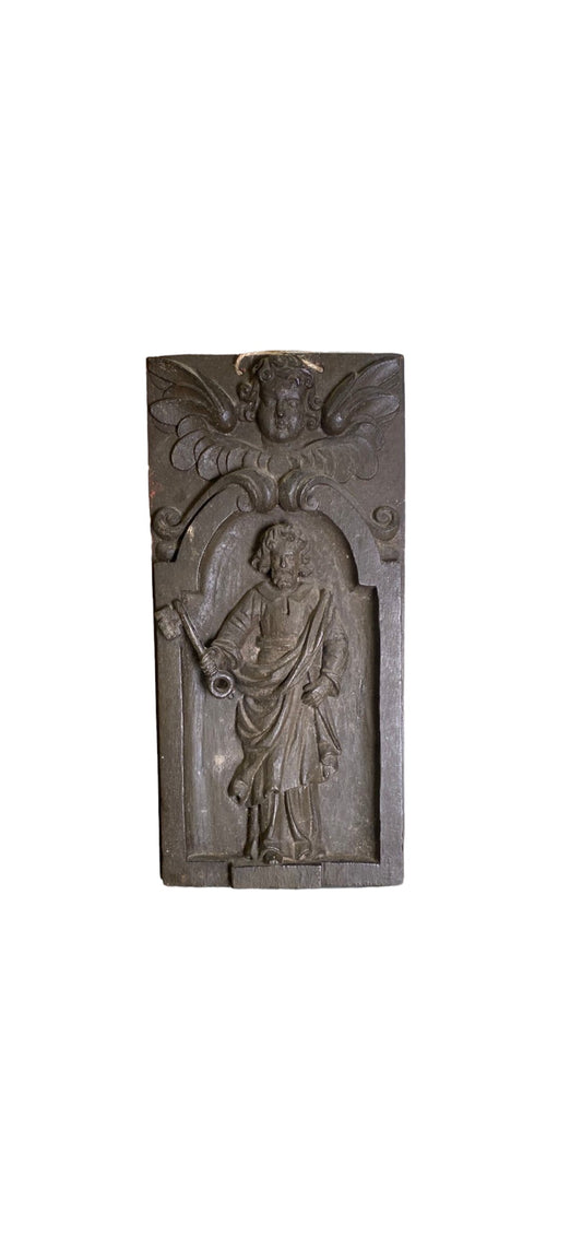 Gothic Carved Wood St. Peter Panel 1850