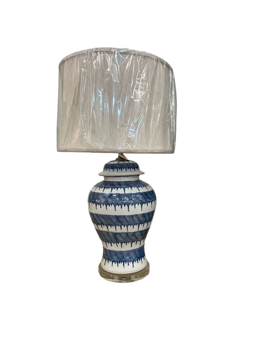 Lamp Blue and White Stripe with Shade