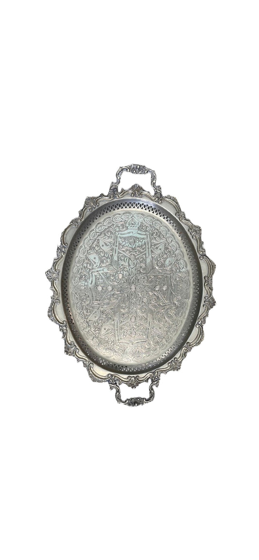 Large Silver Tray with Legs