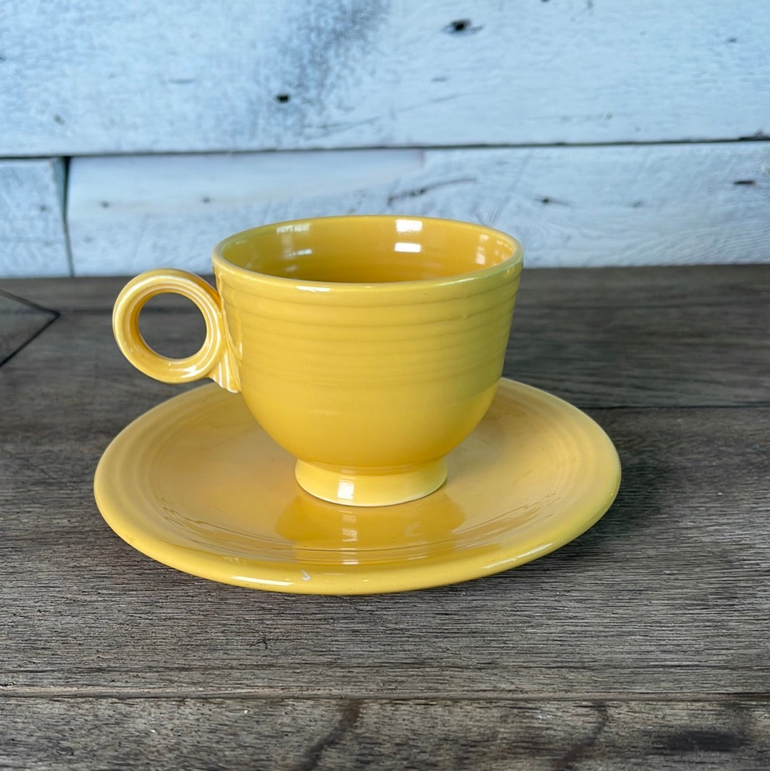 Antique Gold Fiesta Ware Cup and Saucer