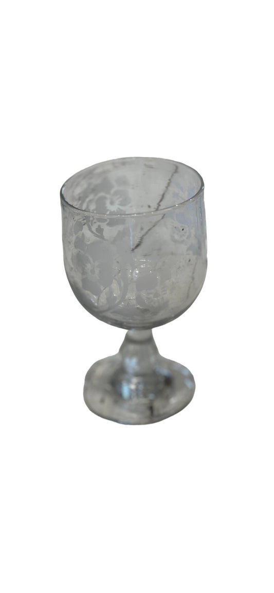 French Souvenir Event Glass with Etched Flowers