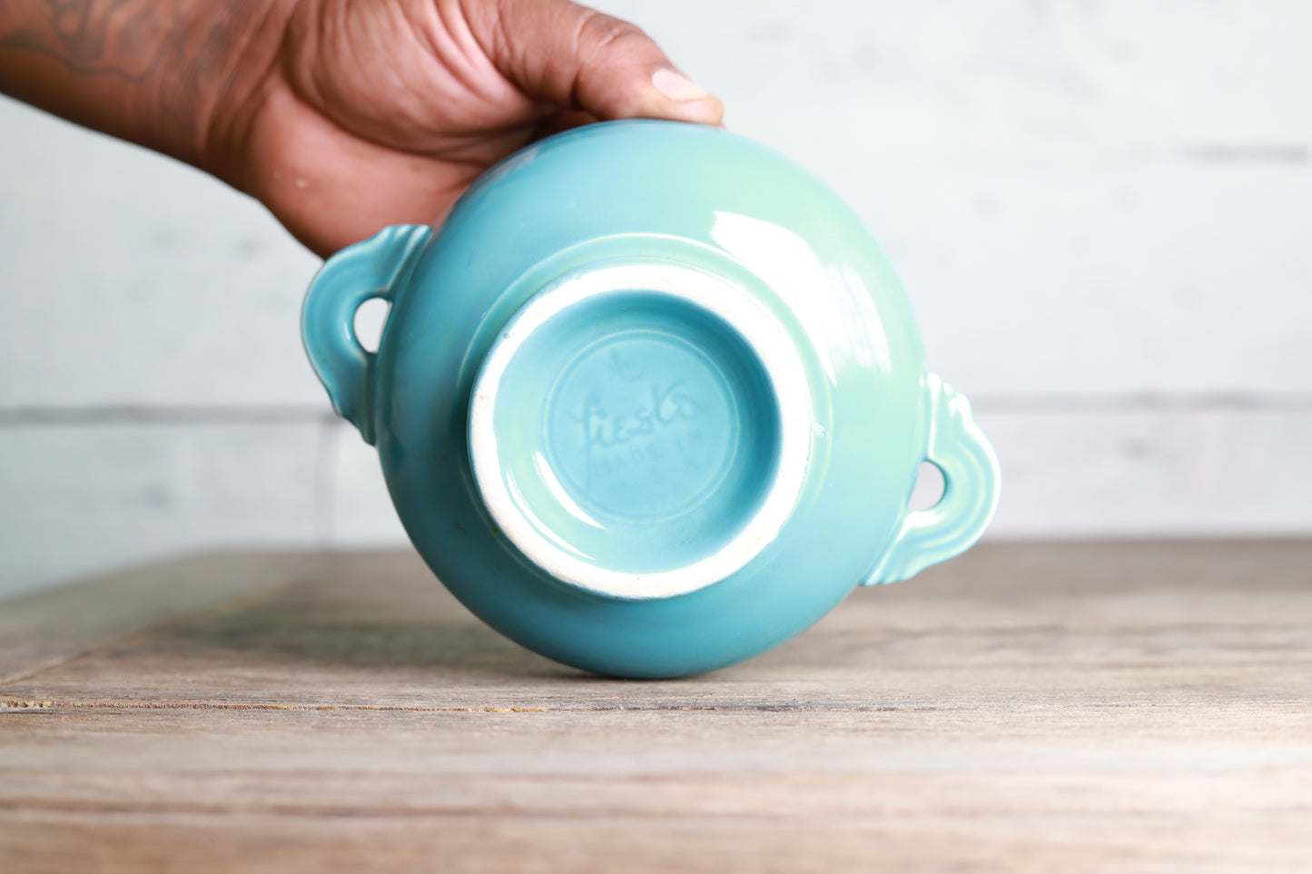 Vintage Fiestaware Turquoise Cream Soup Bowl