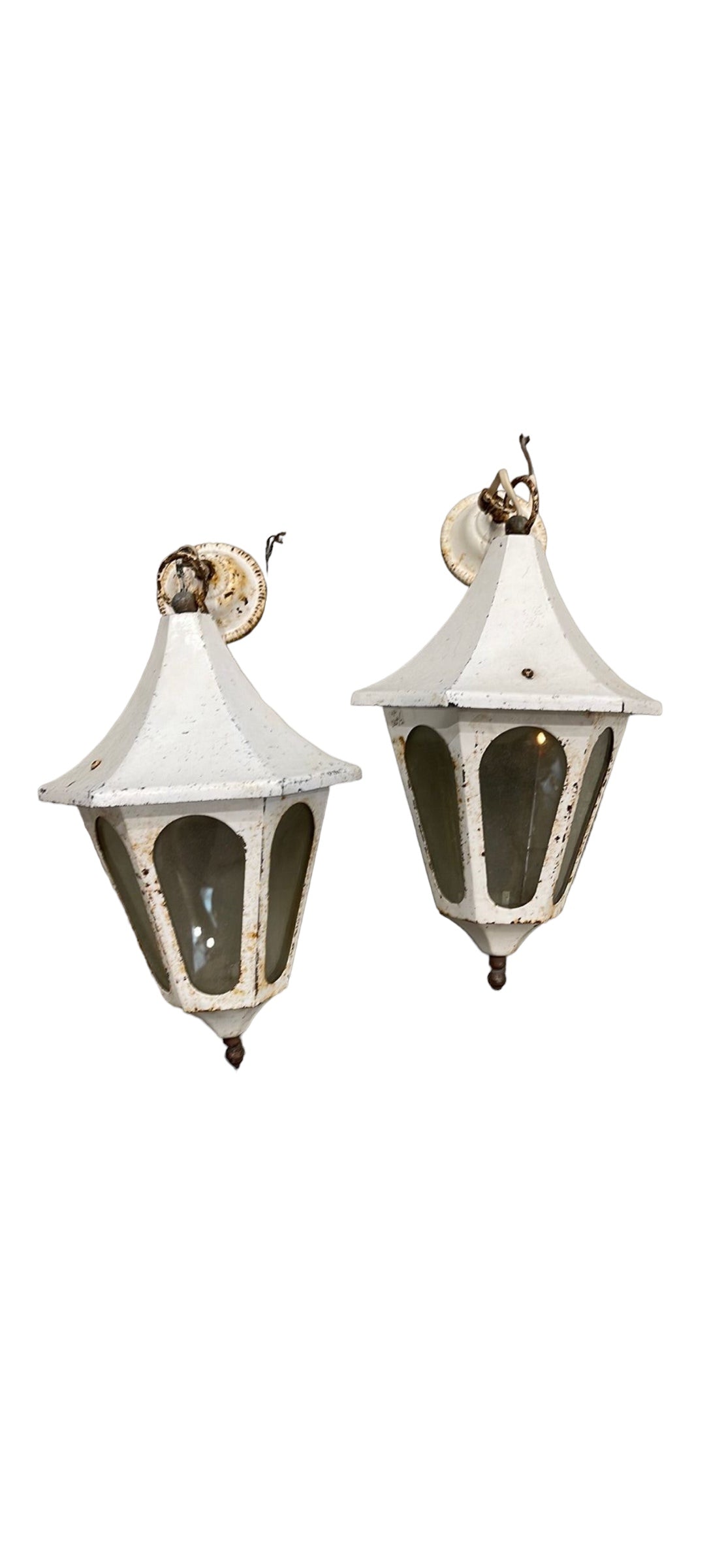 White Outdoor Lantern Wall Light French Metal Glass Sconce Exterior Porch