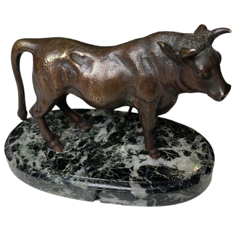 Bronze Bull on Marble Stand