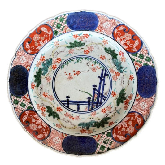 Meiji Imari Dish with Jasmine/Bamboo Posts