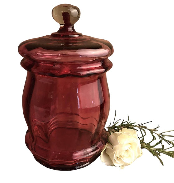 Victorian Cranberry Glass Biscuit Barrel from 1890