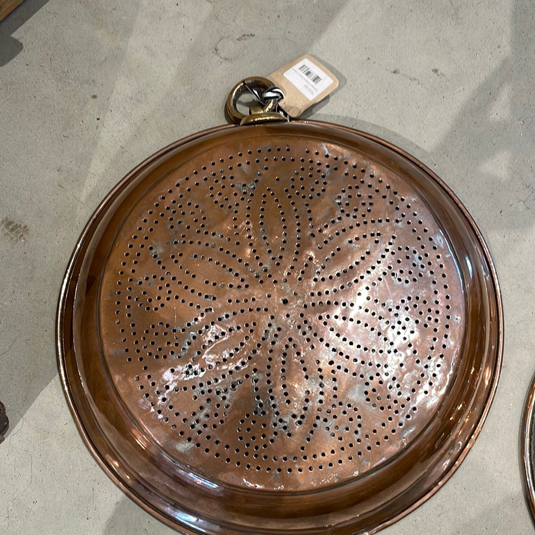 14” Vintage Copper Sieve Colander Passoire