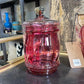 Victorian Cranberry Glass Biscuit Barrel from 1890