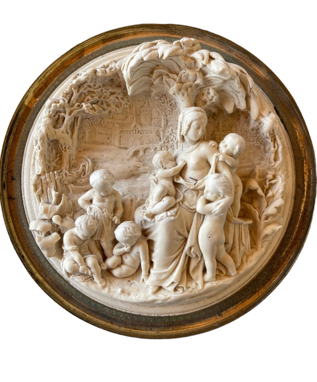 Antique Carved Meerschaum Pierre Alexander Schoenewerk Religious Plaque 19 Century