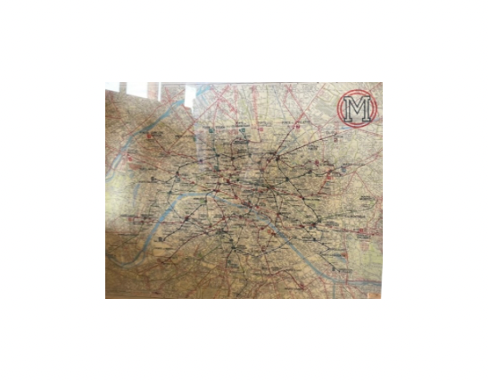 Framed Reproduction Map of Paris Metro dated 1946