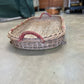 Grape Sorting Basket with Red Writing and Red Handles