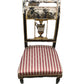 Black and Gilt Ornate Chair with Red and White Fabric Seat