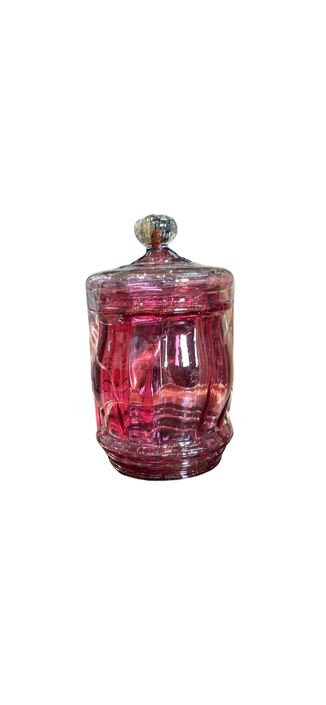 Victorian Cranberry Glass Biscuit Barrel from 1890