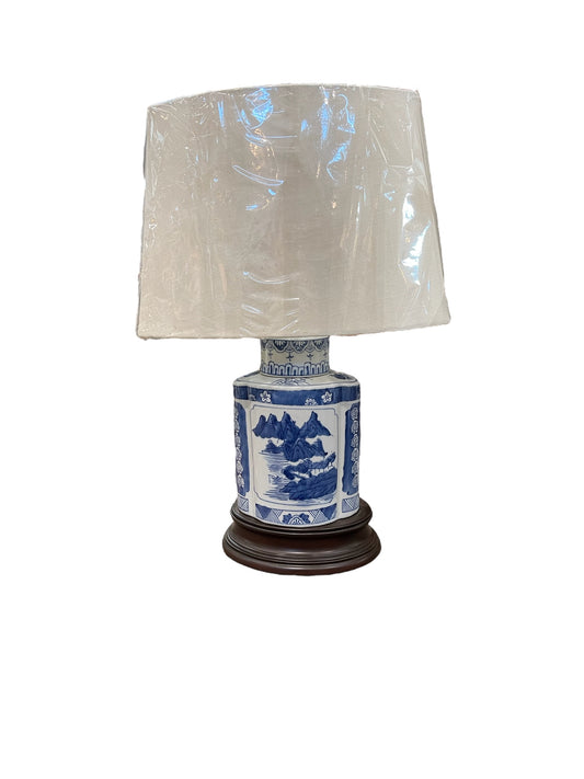 Small Blue & White Asian Lamp