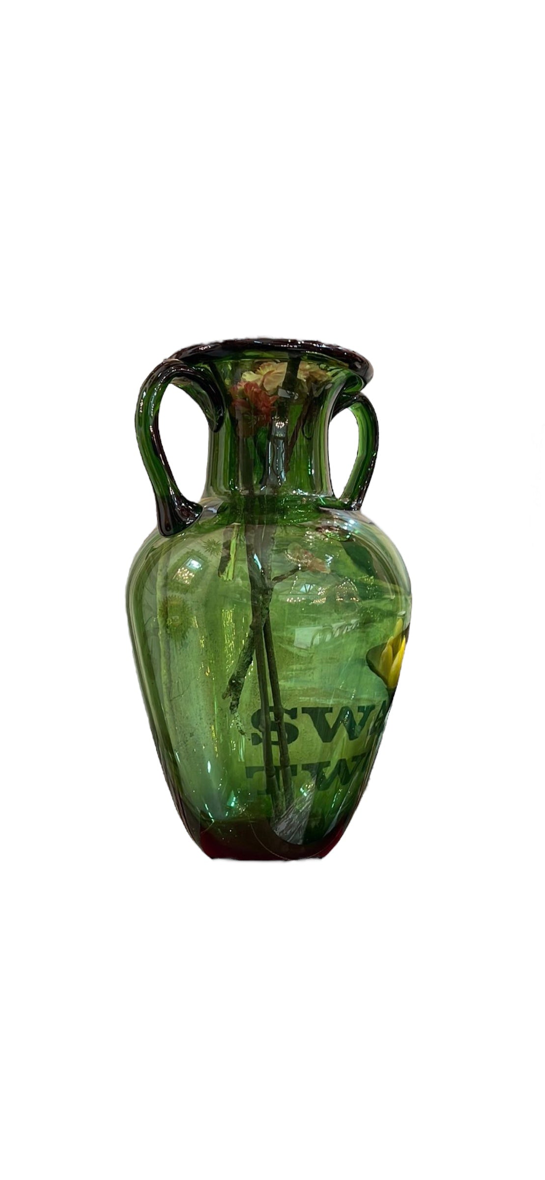 Large Empoli Green Crystal Non-Classical Vase