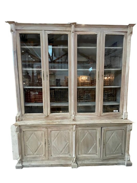 French Walnut China Cabinet with Glass Doors