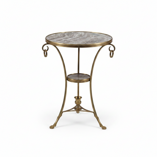 Mid-Century French Neoclassical Style Gilt Bronze and Marble Gueridon Side Table