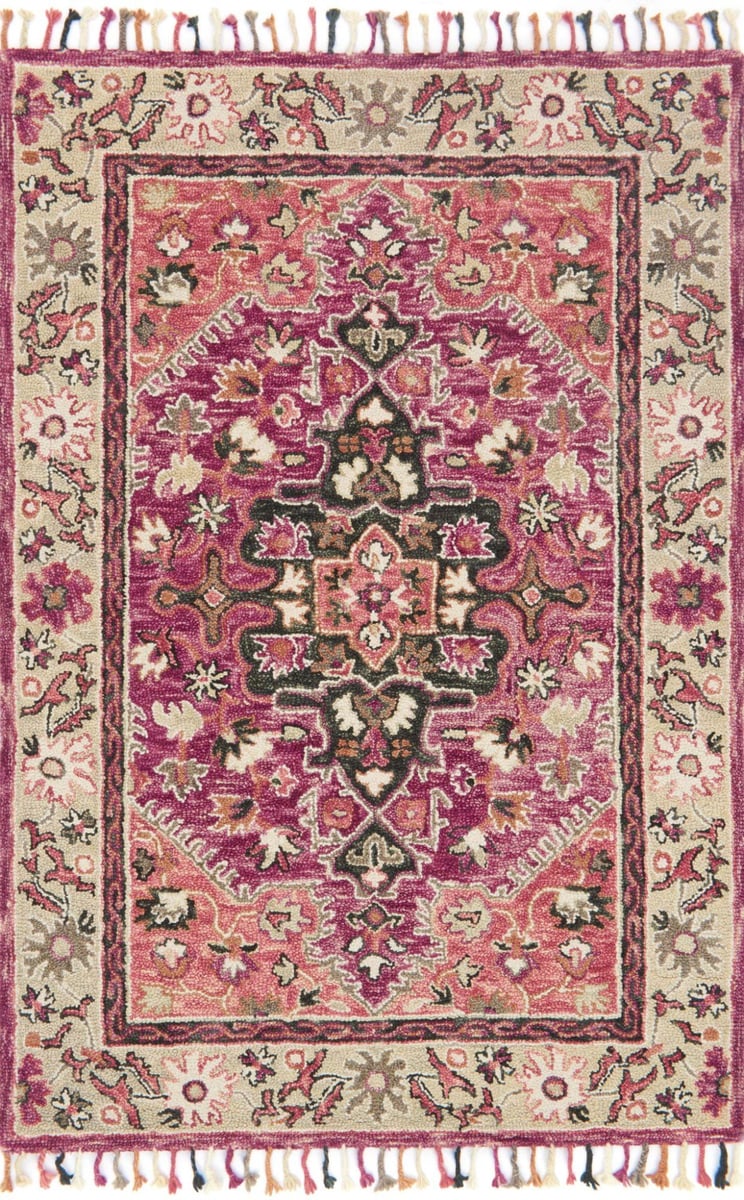 #103 Zharah ZR-05 Raspberry/Taupe Wool Handmade Area Rug - Floor Sample