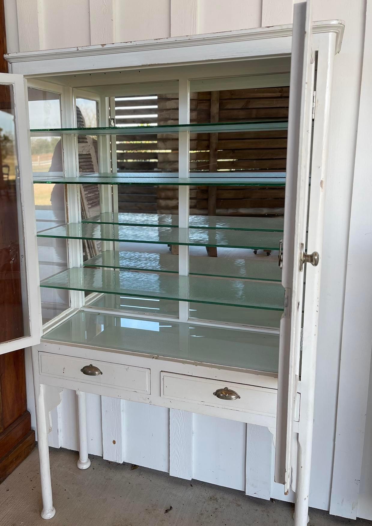 1940’s Medical Storage Cabinet With Original Glass - The White Barn Antiques