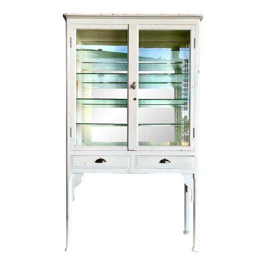 1940’s Medical Storage Cabinet With Original Glass - The White Barn Antiques