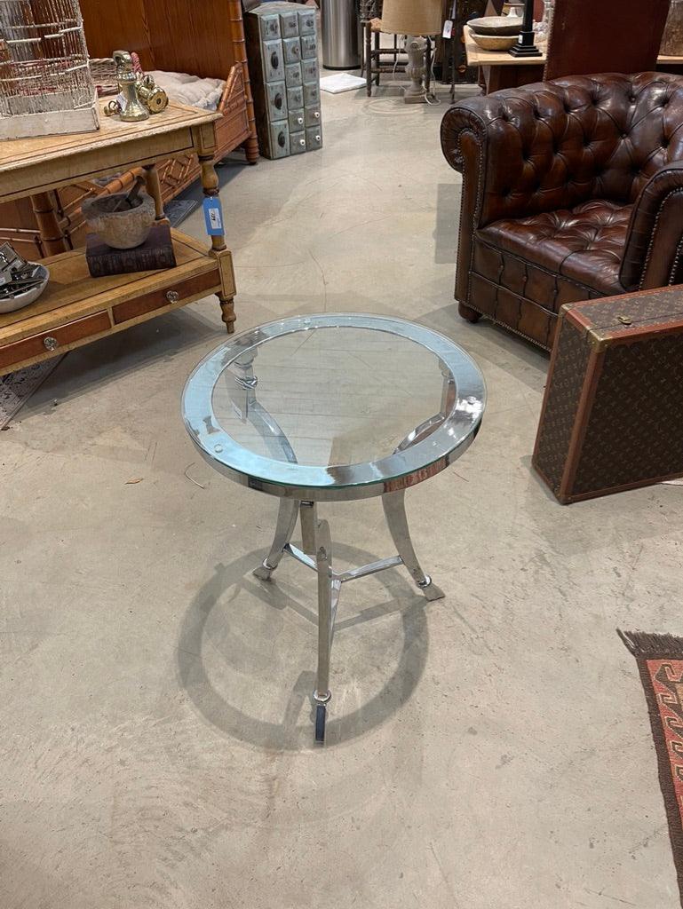 Langham Hotel Chrome and Glass Side Tables - The White Barn Antiques