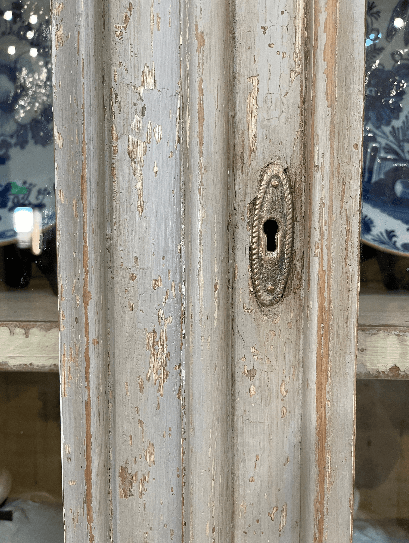 Oversized Glazed China Cabinet with Adjustable Shelves and Glass Doors - The White Barn Antiques