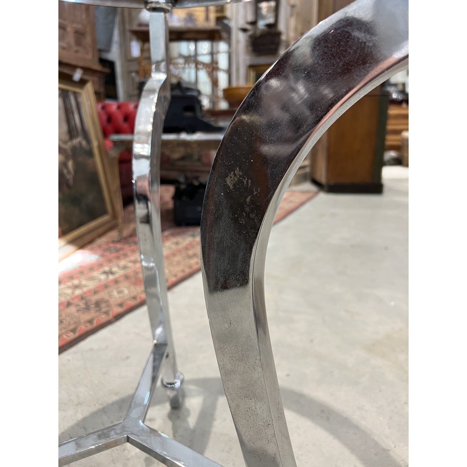 Langham Hotel Chrome and Glass Side Tables - The White Barn Antiques