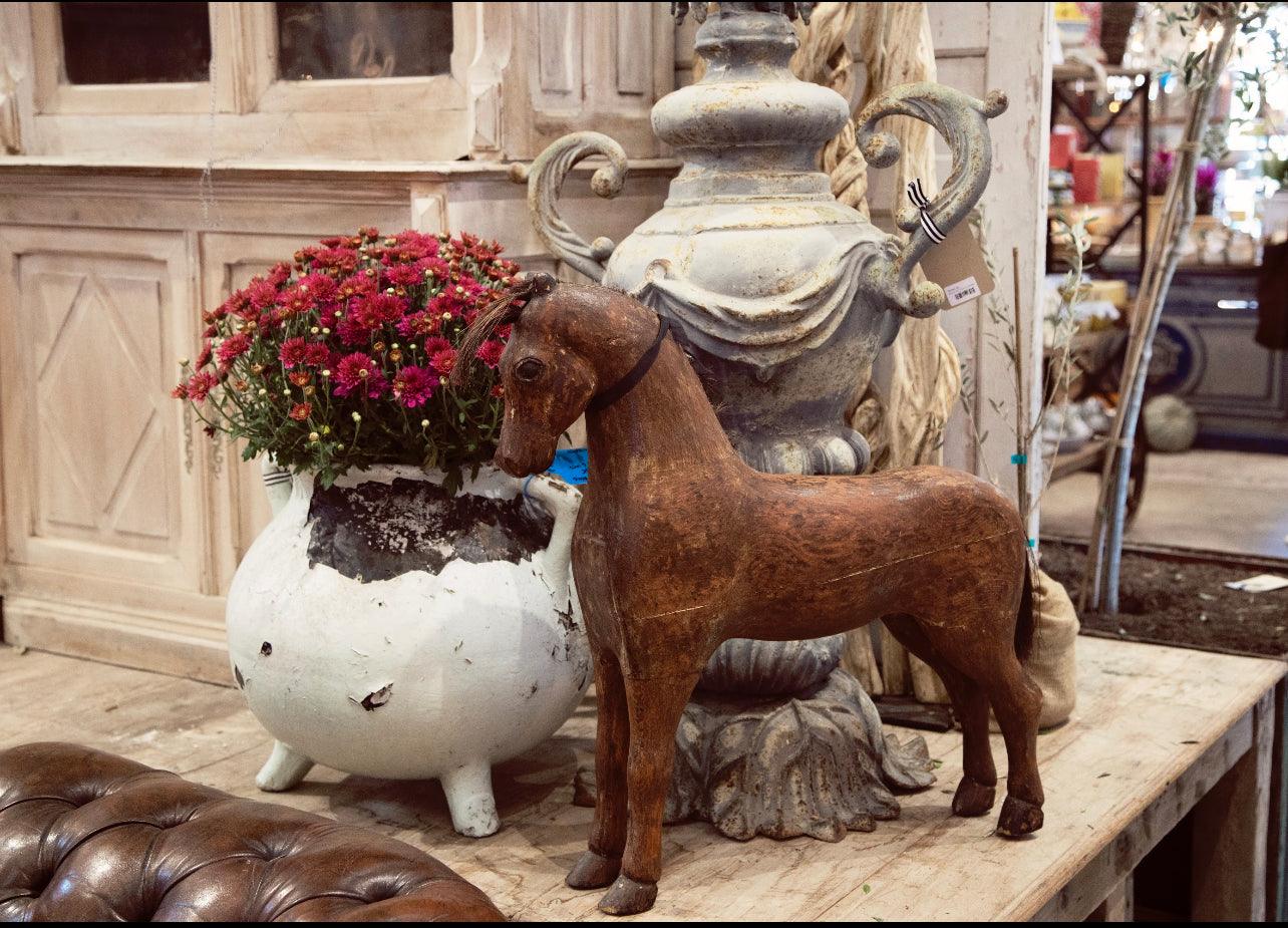 Swedish Wooden Horse circa 1910 - The White Barn Antiques