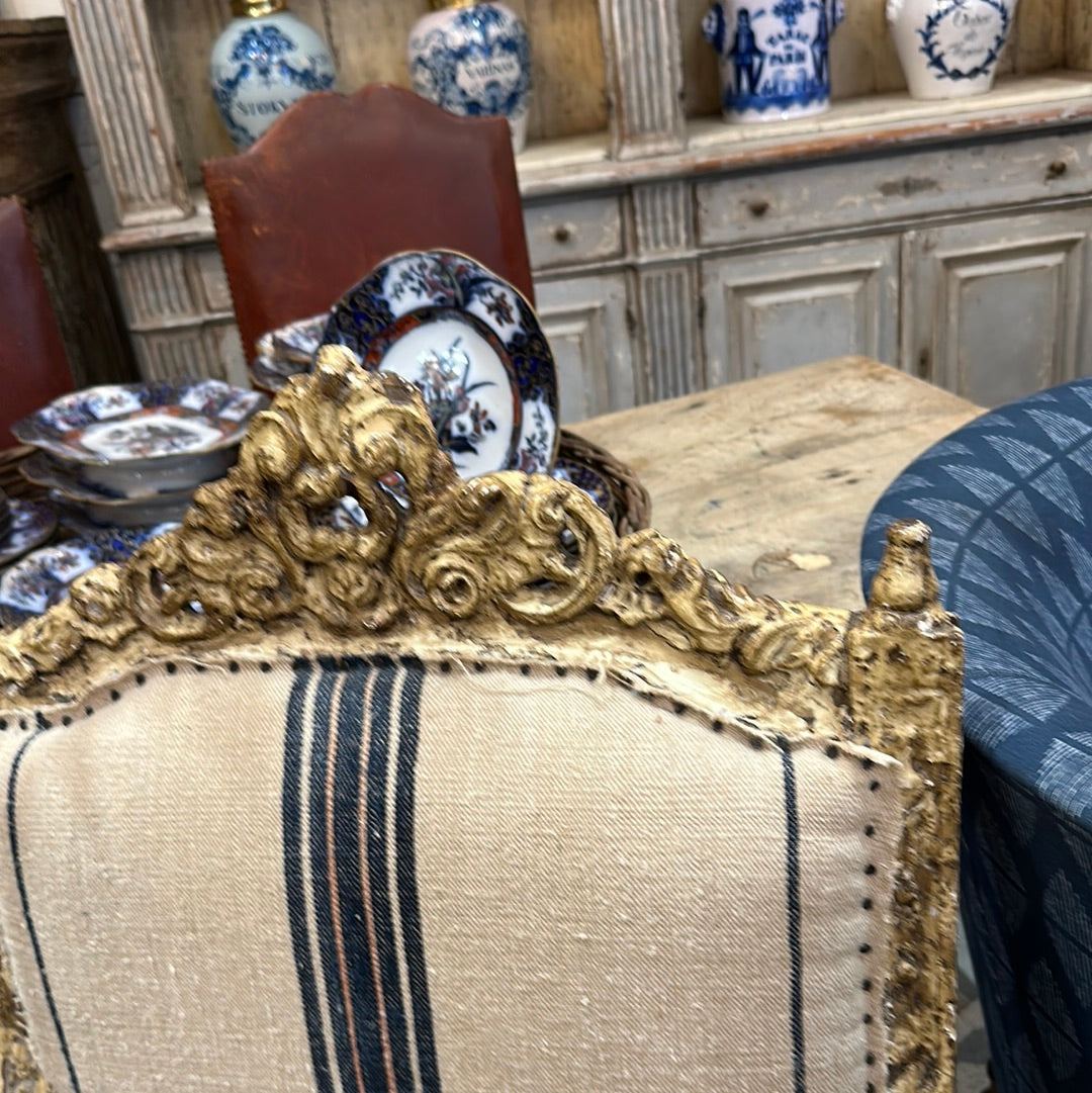 French Striped 1800s Chairs - The White Barn Antiques
