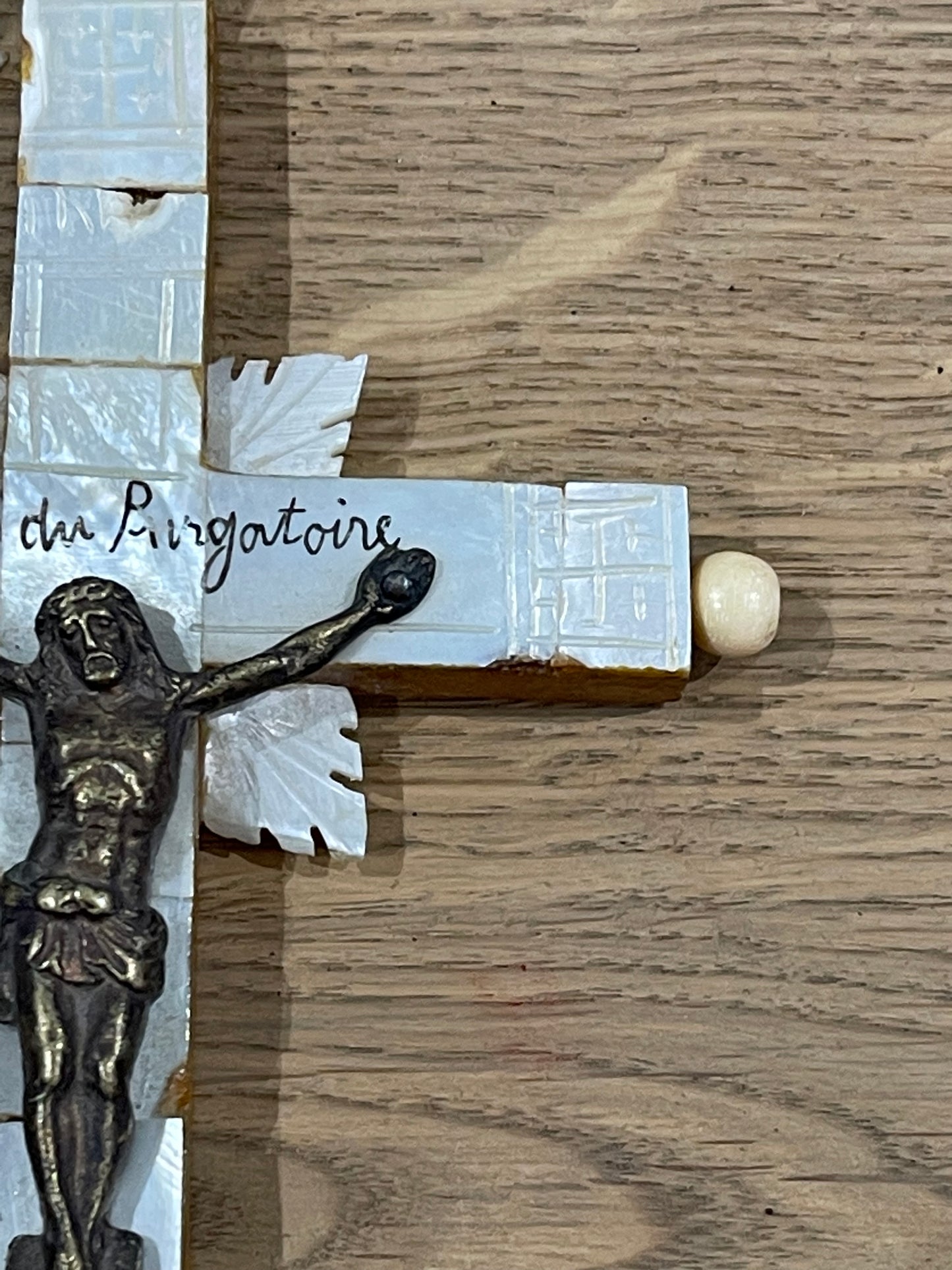 Mother of Pearl Crucifix - The White Barn Antiques