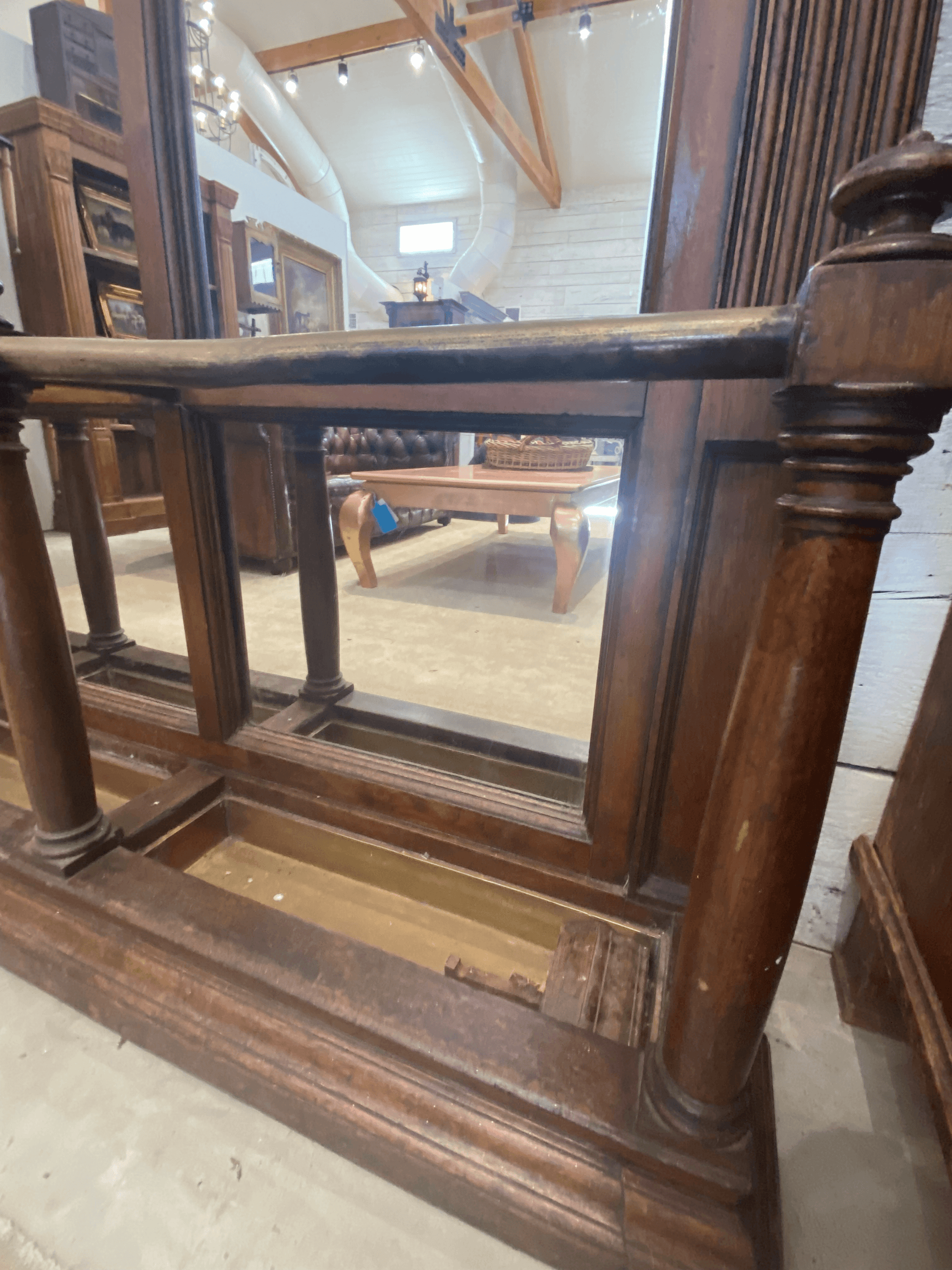 Large Oak Mirrored Hall Stand - The White Barn Antiques