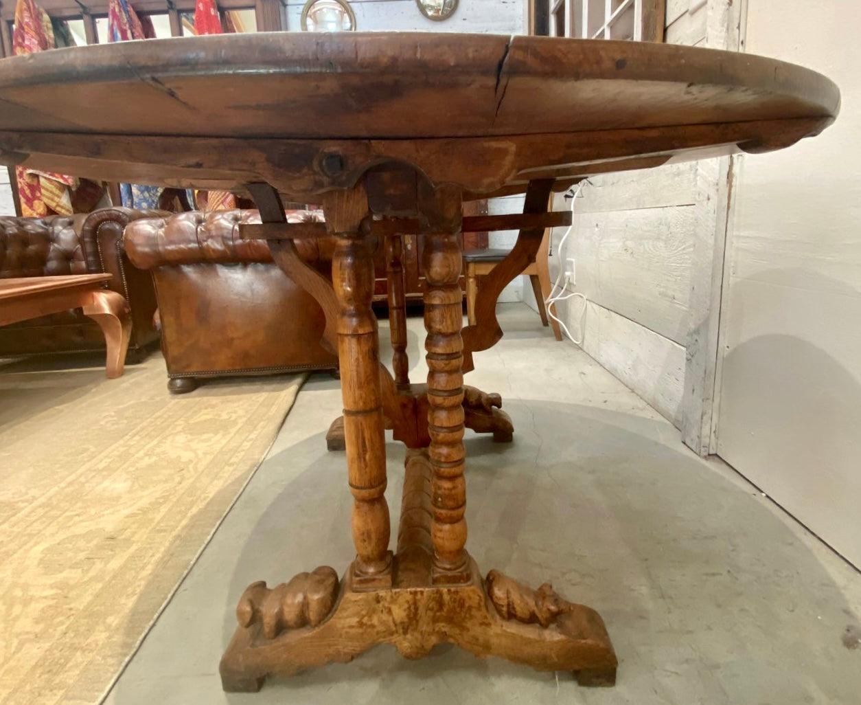 Vendage Table with Carved Detail - The White Barn Antiques