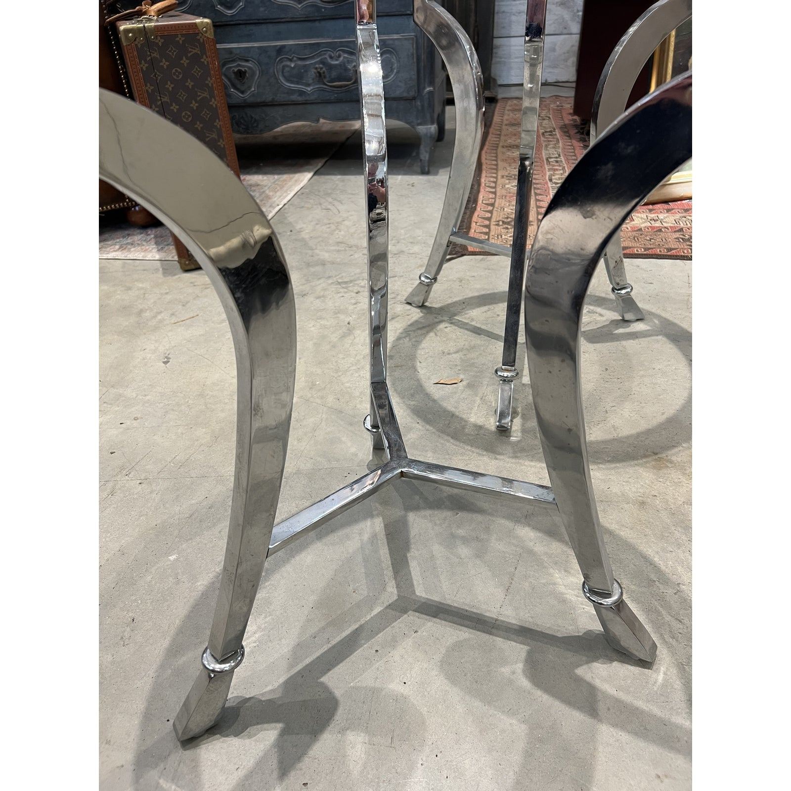 Langham Hotel Chrome and Glass Side Tables - The White Barn Antiques