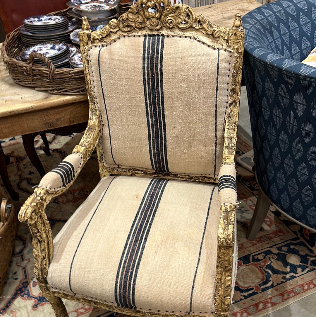 French Striped 1800s Chairs - The White Barn Antiques