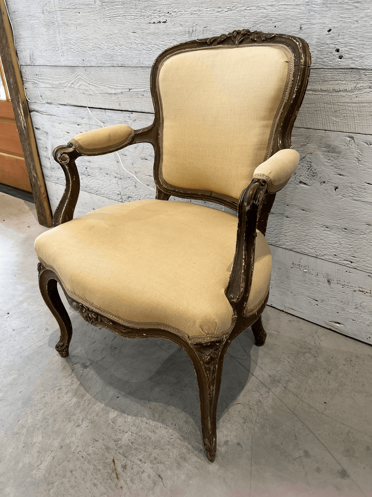 Early 20th Century Louis XV Walnut Fauteuil Arm Chairs - a Pair - The White Barn Antiques