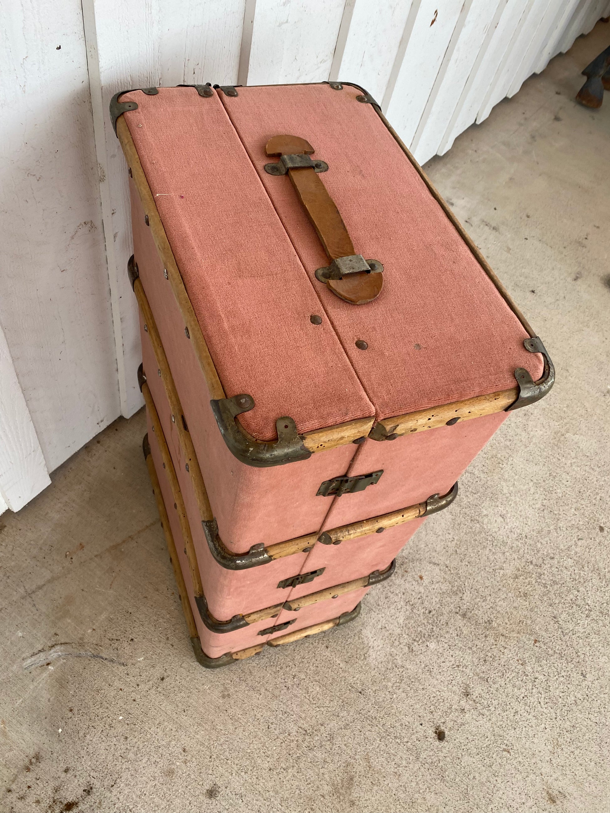 Trunk Pink Velvet - The White Barn Antiques