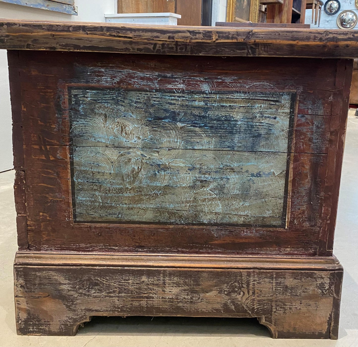 Austrian Hand Painted Wood Coffer Trunk Chest Mid 19th Century - The White Barn Antiques