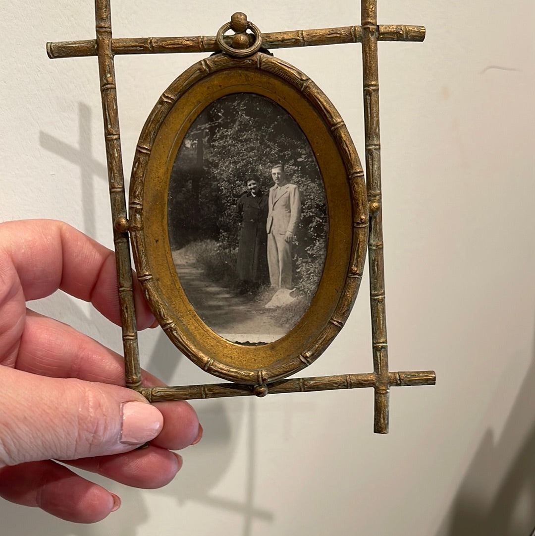 Faux Bamboo Brass Frame - The White Barn Antiques