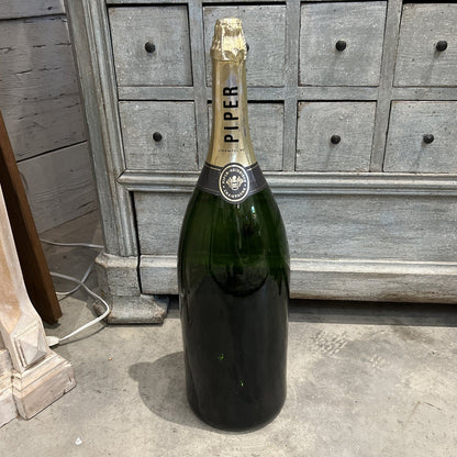Mid-Century Modern Oversized Piper-Heidsieck Glass Champagne Bottle - The White Barn Antiques