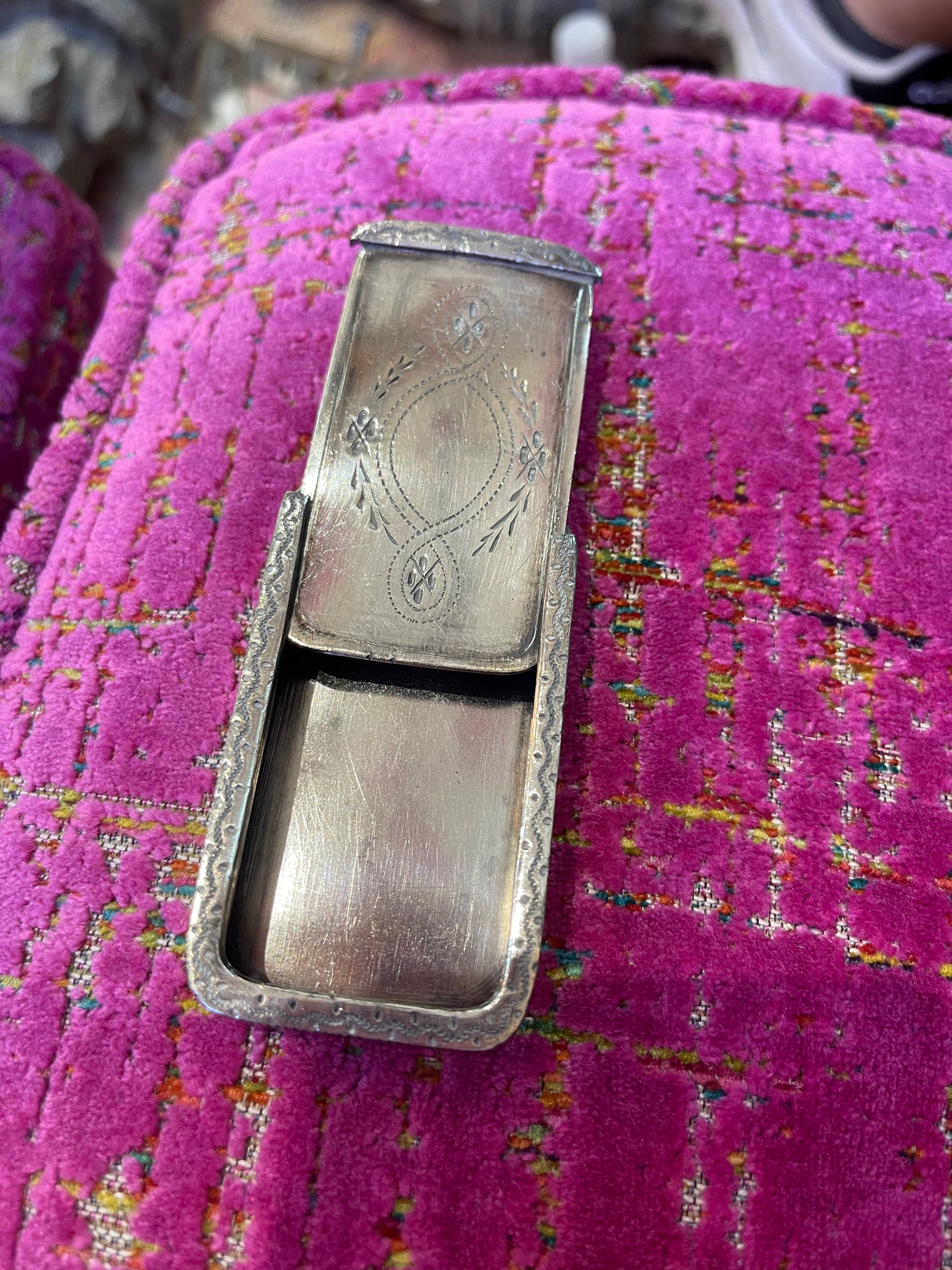 Silver Snuff Box with Sliding Lid - The White Barn Antiques