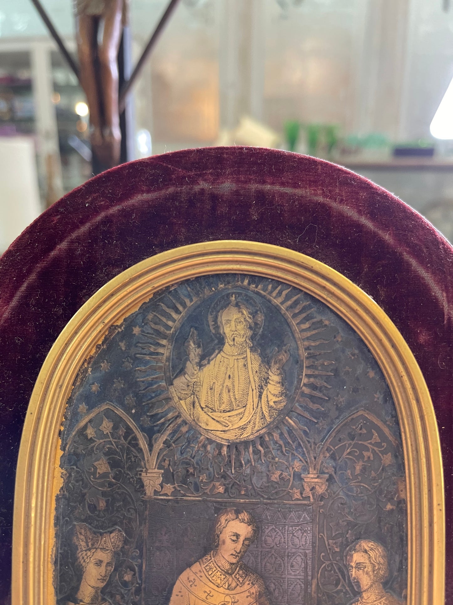 Etched Gold Religious Plaque - The White Barn Antiques